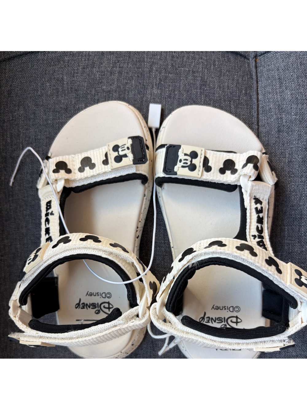 Zara Beige and Black Kids Mickey Sandals size US 8.6 toddler  unisex EU 25